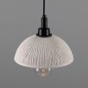 Kingii Ceramic Dome Bathroom Pendant Light 7.87", Matte White Striped IP44