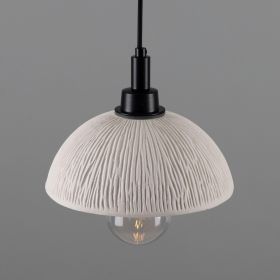 Kingii Ceramic Dome Bathroom Pendant Light 7.87", Matte White Striped IP44 (Option: MatteWhiteStriped, Material: MatteBlack)