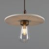 Bog Oak Organic Ceramic Disc Bathroom Pendant Light 11", Matte White Striped IP44