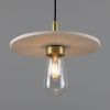 Bog Oak Organic Ceramic Disc Bathroom Pendant Light 11", Matte White Striped IP44