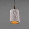 Senna Organic Ceramic Cylinder Bathroom Pendant Light 4.7", Matte White Striped IP44