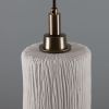 Senna Organic Ceramic Cylinder Bathroom Pendant Light 4.7", Matte White Striped IP44