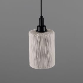 Senna Organic Ceramic Cylinder Bathroom Pendant Light 4.7", Matte White Striped IP44 (Option: MatteWhiteStriped, Material: MatteBlack)