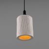 Senna Organic Ceramic Cylinder Bathroom Pendant Light 4.7", Matte White Striped IP44