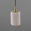 Senna Organic Ceramic Cylinder Bathroom Pendant Light 4.7", Matte White Striped IP44