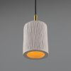 Senna Organic Ceramic Cylinder Bathroom Pendant Light 4.7", Matte White Striped IP44