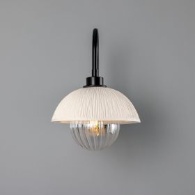 Kauri Organic Ceramic Dome Bathroom Wall Sconce, Matte White Striped IP44 (Option: WhiteStriped, Material: PCMBK Prismatic)