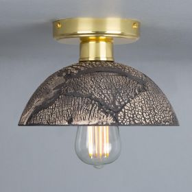 Kauri Organic Ceramic Dome Ceiling Light 7.9", Black Clay (Option: BlackClay, Material: PolishedBrass)