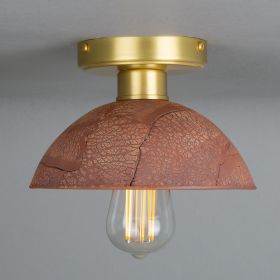 Kauri Organic Ceramic Dome Ceiling Light 7.9", Red Iron (Option: RedIron, Material: SatinBrass)