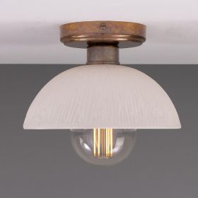 Kauri Organic Ceramic Dome Ceiling Light 7.9", Matte White Striped (Option: MatteWhiteStriped, Material: AntiqueBrass)