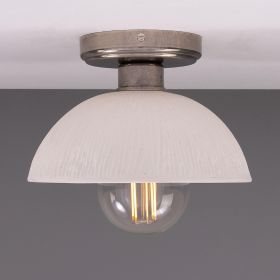 Kauri Organic Ceramic Dome Ceiling Light 7.9", Matte White Striped (Option: MatteWhiteStriped, Material: AntiqueSilver)