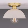 Kauri Organic Ceramic Dome Ceiling Light 7.9", Matte White Striped