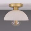 Kauri Organic Ceramic Dome Ceiling Light 7.9", Matte White Striped