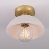 Kauri Organic Ceramic Dome Ceiling Light 7.9", Matte White Striped