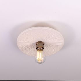 Bog Oak Organic Ceramic Disc Ceiling Light, Matte White Striped (Option: MatteWhiteStriped, Material: AntiqueBrass)