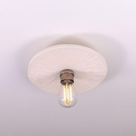 Bog Oak Organic Ceramic Disc Ceiling Light, Matte White Striped (Option: MatteWhiteStriped, Material: AntiqueSilver)