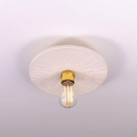 Bog Oak Organic Ceramic Disc Ceiling Light, Matte White Striped (Option: MatteWhiteStriped, Material: PolishedBrass)