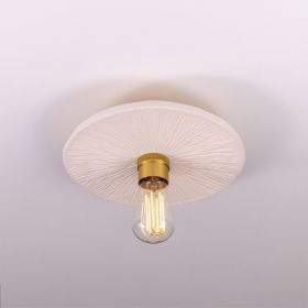 Bog Oak Organic Ceramic Disc Ceiling Light, Matte White Striped (Option: MatteWhiteStriped, Material: SatinBrass)