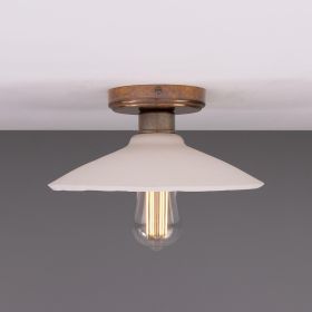 Pyrus Organic Ceramic Ceiling Light 11", Matte White Striped (Option: MatteWhiteStriped, Material: AntiqueBrass)