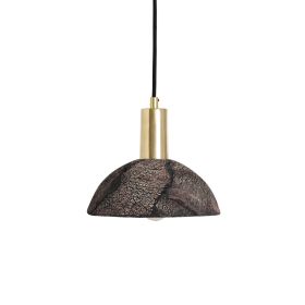 Kauri Organic Ceramic Dome Pendant Light 7.9", Black Clay (Option: BlackClay, Material: PolishedBrass)