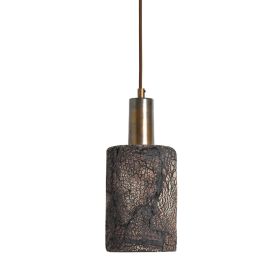 Senna Organic Ceramic Cylinder Pendant Light 4.7", Black Clay (Option: BlackClay, Material: AntiqueBrass)