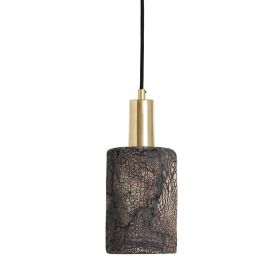 Senna Organic Ceramic Cylinder Pendant Light 4.7", Black Clay (Option: BlackClay, Material: PolishedBrass)