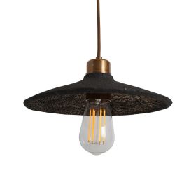 Pyrus Organic Ceramic Pendant Light 11", Black Clay (Option: BlackClay, Material: AntiqueBrass)