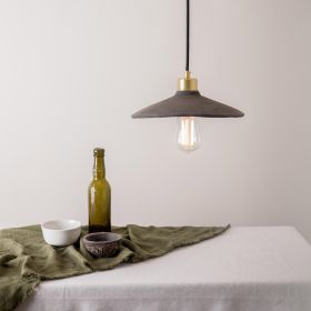 Pyrus Organic Ceramic Pendant Light 11", Black Clay (Option: BlackClay, Material: SatinBrass)