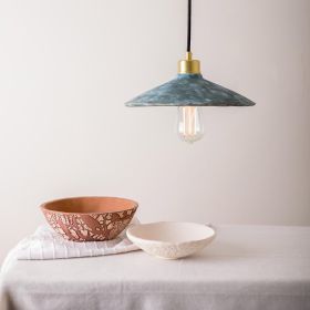 Pyrus Organic Ceramic Pendant Light 11", Blue Earth (Option: BlueEarth, Material: SatinBrass)