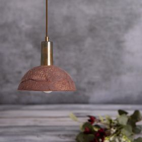 Kauri Organic Ceramic Dome Pendant Light 7.9", Red Iron (Option: RedIron, Material: AntiqueBrass)