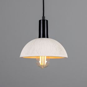 Kauri Organic Ceramic Dome Pendant Light 7.9", Matte White Striped (Option: MatteWhiteStriped, Material: MatteBlack)