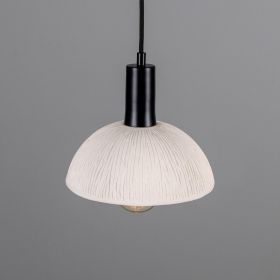 Kauri Organic Ceramic Dome Pendant Light 7.9", Matte White Striped (Option: MatteWhiteStriped, Material: MatteBlack)