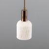 Osier Organic Ceramic Pendant Light 4.5", Matte White Striped