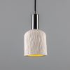 Osier Organic Ceramic Pendant Light 4.5", Matte White Striped