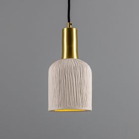 Osier Organic Ceramic Pendant Light 4.5", Matte White Striped (Option: MatteWhiteStriped, Material: SatinBrass)