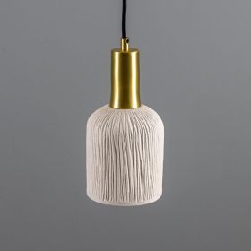 Osier Organic Ceramic Pendant Light 4.5", Matte White Striped (Option: MatteWhiteStriped, Material: SatinBrass)