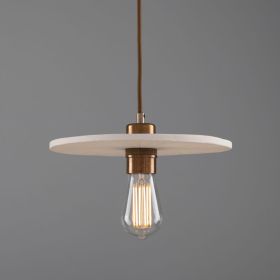 Bog Oak Organic Ceramic Disc Pendant Light, Matte White Striped (Option: MatteWhiteStriped, Material: AntiqueBrass)