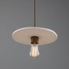 Bog Oak Organic Ceramic Disc Pendant Light, Matte White Striped