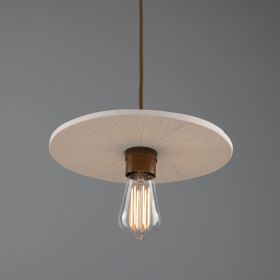 Bog Oak Organic Ceramic Disc Pendant Light, Matte White Striped (Option: MatteWhiteStriped, Material: AntiqueBrass)