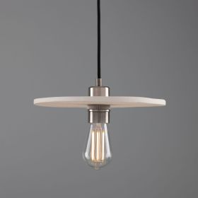 Bog Oak Organic Ceramic Disc Pendant Light, Matte White Striped (Option: MatteWhiteStriped, Material: AntiqueSilver)