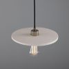 Bog Oak Organic Ceramic Disc Pendant Light, Matte White Striped