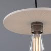 Bog Oak Organic Ceramic Disc Pendant Light, Matte White Striped