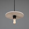 Bog Oak Organic Ceramic Disc Pendant Light, Matte White Striped