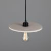 Bog Oak Organic Ceramic Disc Pendant Light, Matte White Striped