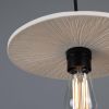 Bog Oak Organic Ceramic Disc Pendant Light, Matte White Striped