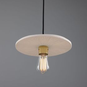 Bog Oak Organic Ceramic Disc Pendant Light, Matte White Striped (Option: MatteWhiteStriped, Material: PolishedBrass)