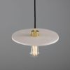 Bog Oak Organic Ceramic Disc Pendant Light, Matte White Striped