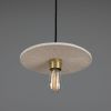 Bog Oak Organic Ceramic Disc Pendant Light, Matte White Striped