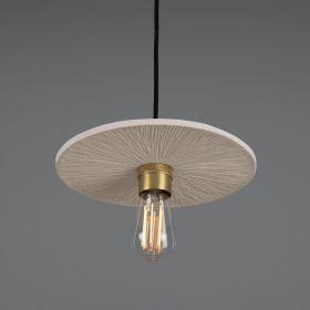 Bog Oak Organic Ceramic Disc Pendant Light, Matte White Striped (Option: MatteWhiteStriped, Material: SatinBrass)