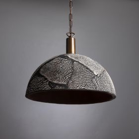 Kauri Organic Ceramic Dome Pendant Light 14.6", Black Clay (Option: BlackClay, Material: AntiqueBrass)